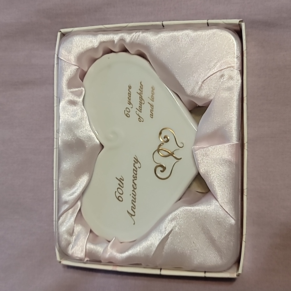 Mini 60th Anniversary Heart Haped Plaque in presentation box
